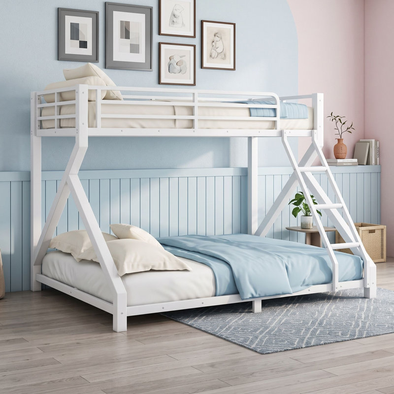 Bunk Bed with Built-In Ladder, Twin XL, Blanc