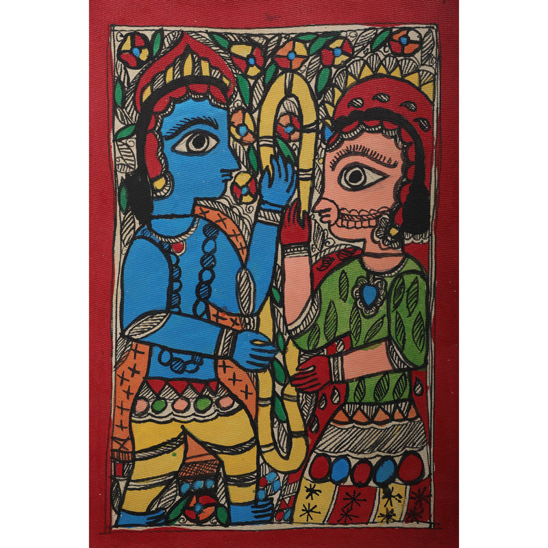 Shri Ram et Sita | Papier fait à la main | Par Ajay Kumar Jha