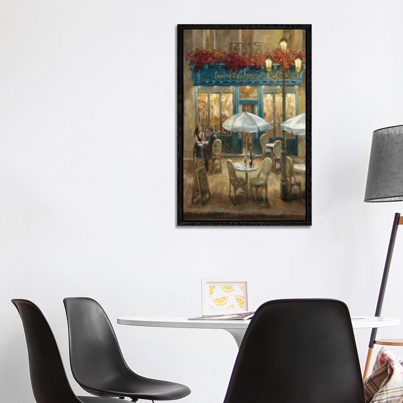 Paris Cafe I Crop by Danhui Nai - Painting on Canvas, 101.6 cm H x 66.04 cm W, Black Floater Framed
