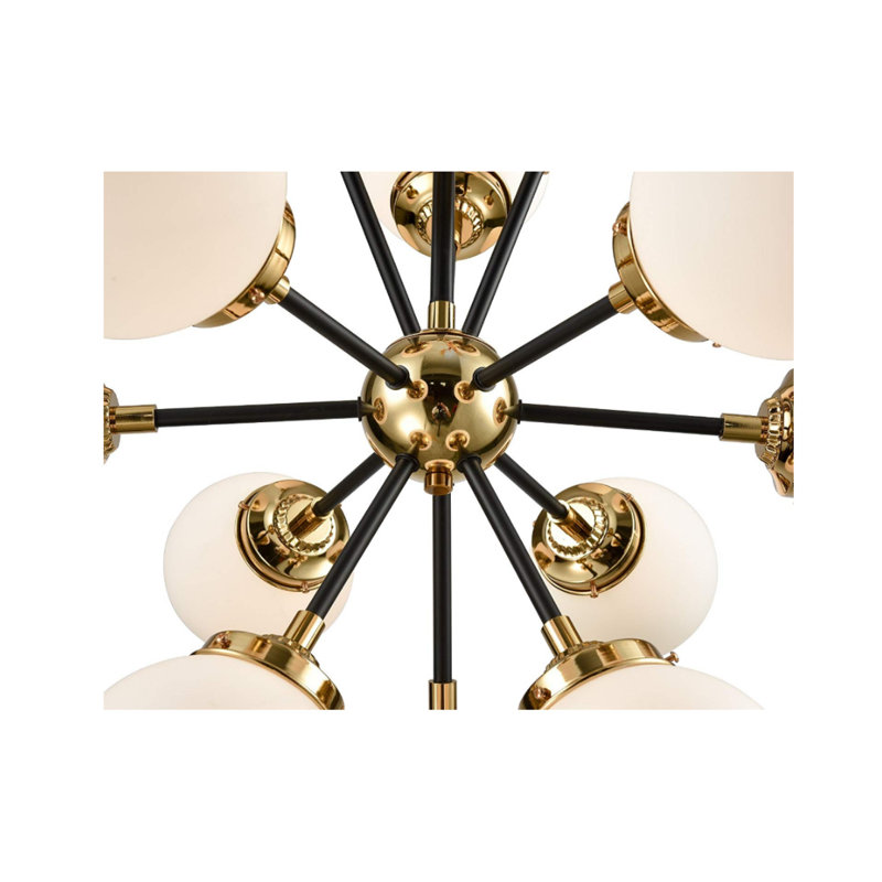 Lustre sphérique Spoutnik à 12 lumières Elsebet, Doré