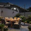 Parasol de patio en porte-à-faux décalé de 10 pi, guirlandes lumineuses à DEL à énergie solaire, auvent imperméable UV50 + et cadre antirouille, convient au bord de la piscine, au jardin-153187798