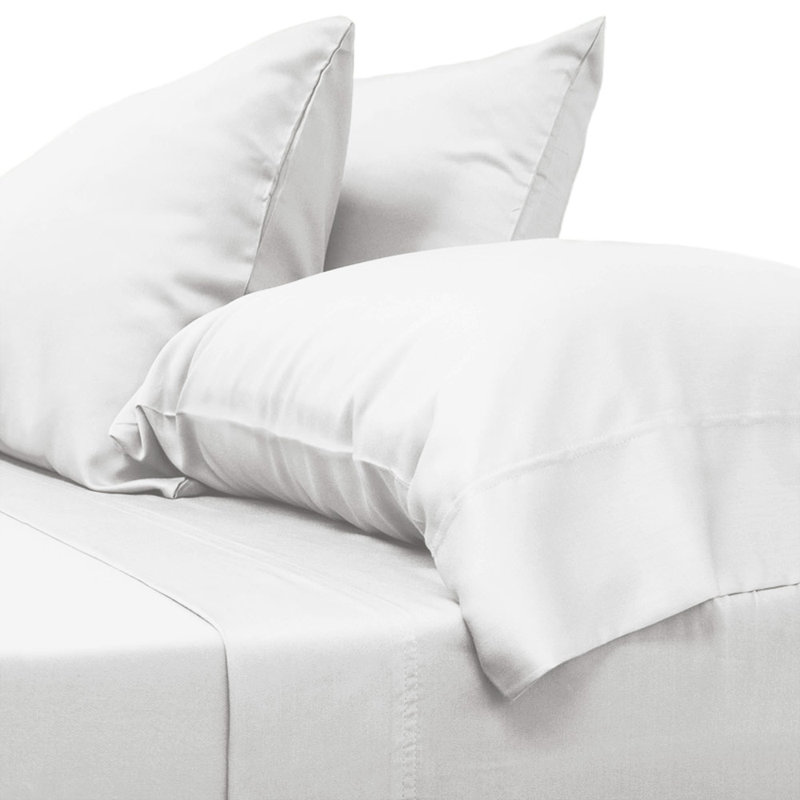 Rayon Twill Sheet Set, King Sheet Set + 1 Fitted Sheet + 1 Pillowcases, White