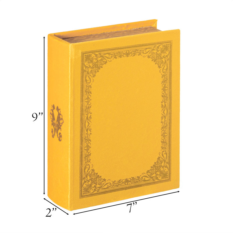 Ensemble de 4 boîtes de rangement décoratives en forme de livre rétro, vert antique, Jaune