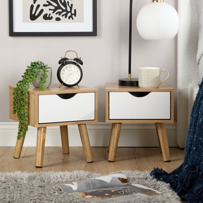 Clarinda Pair of 1 Drawer Scandi Bedside Table Units