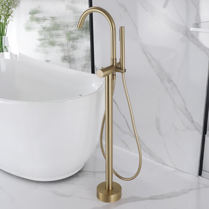 Robinet thermostatique extérieur sur pied avec douchette à main, Brushed Nickel
