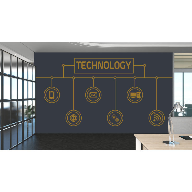 Décalcomanie d'art mural en vinyle technologie, autocollant de carte de circuit imprimé, décoration murale de bureau, autocollant mural de logiciel de gestion, ordinateur de bureau 465RS