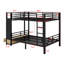 Lit superposé en métal pour les adolescents avec tablettes de rangement, tiroirs et panneau perforé-149309284