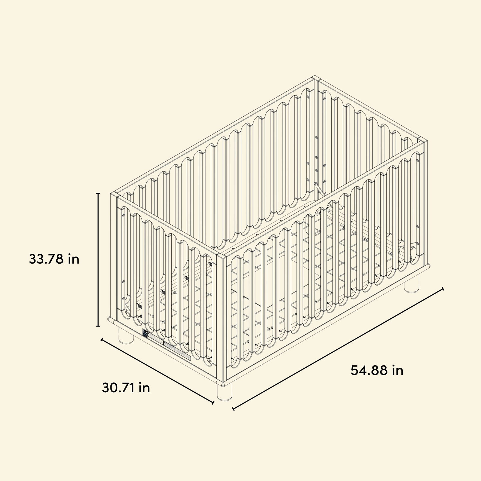 Sicily Pine 3-in-1 Convertible Crib, Hazelnut, Crib + Mattress
