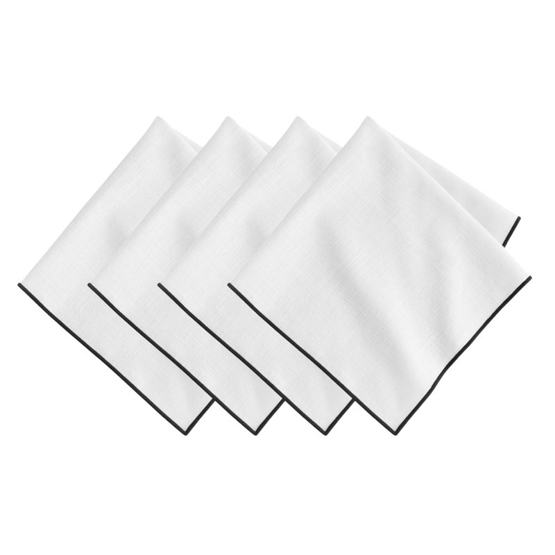 Manufacture Rock Merrow Stitch Cotton Napkin, White