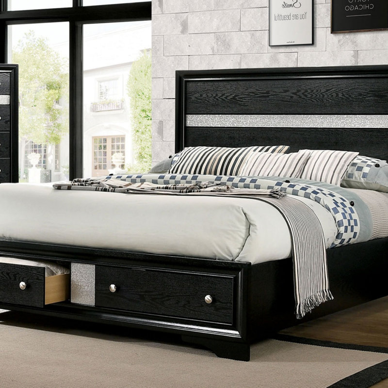 1pièce lit grand contemporain noir 1pc