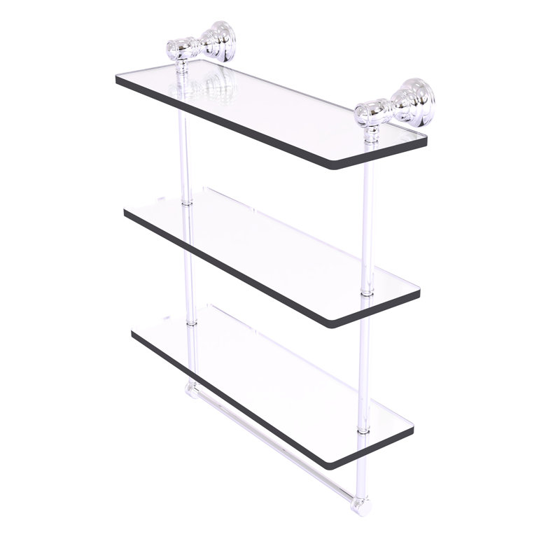 Étagère murale triple en verre Freyja, Chrome poli, H 19,7 po x l 16 po x P 5,54 po
