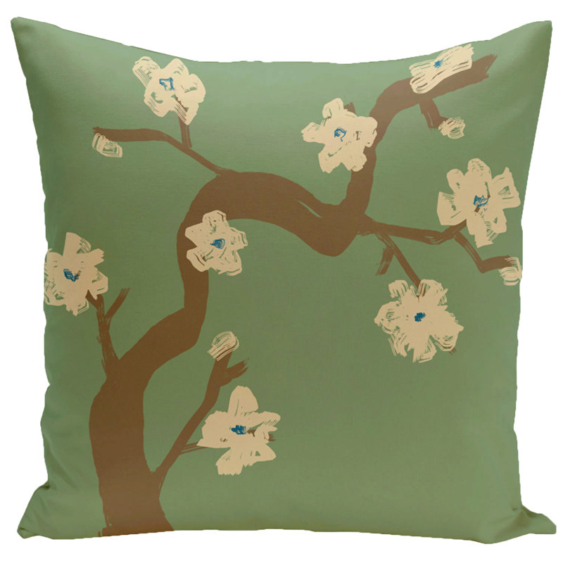 Floral Reversible Throw Pillow, Green, 18" H x 18" W