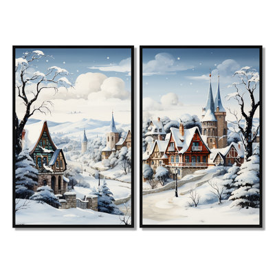 «Frost Holiday Christmas Village II - Winter Landscape», art mural