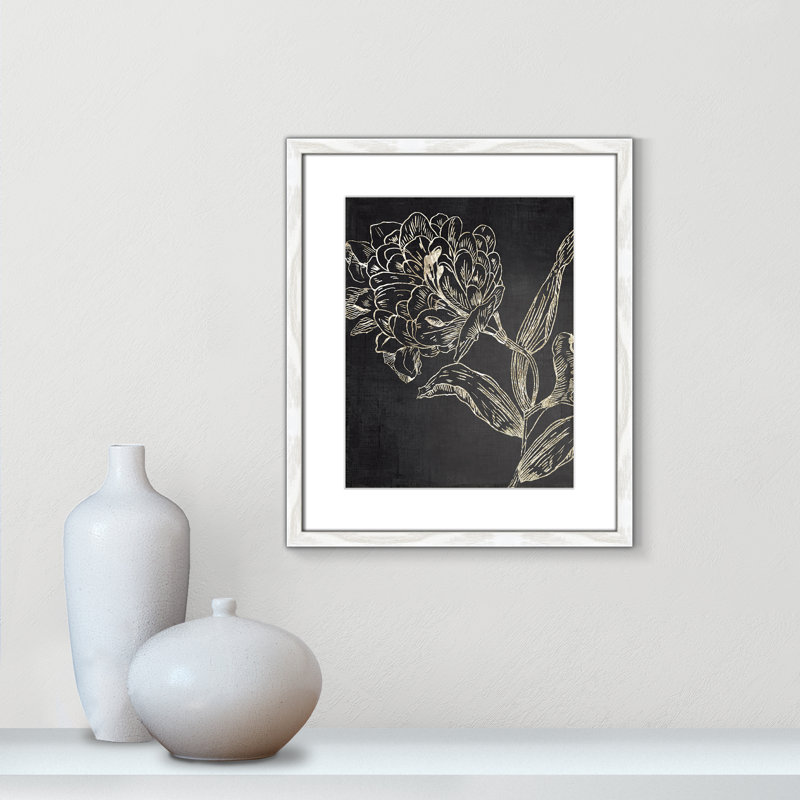 Clarendon Golden Flower Folklore II by Asia Jensen - Picture Frame Graphic Art, 19" H x 16" W, White Wood Grain