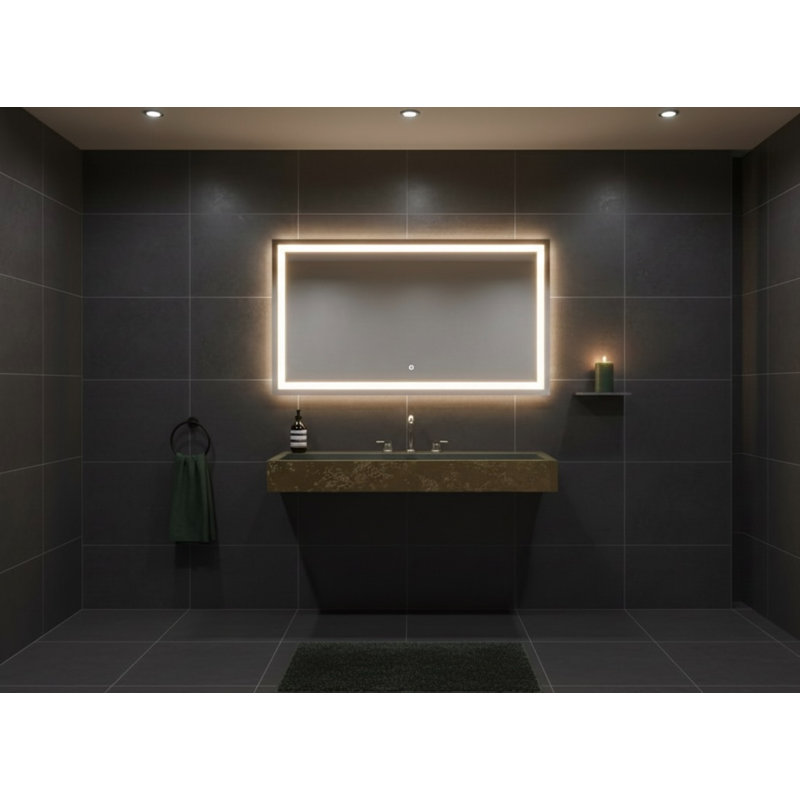 Lavabo de salle de bain mural rectangulaire en laiton vert / béton vieilli L 39,4 po x l 18,9 po Vast Studio, Laiton / vert