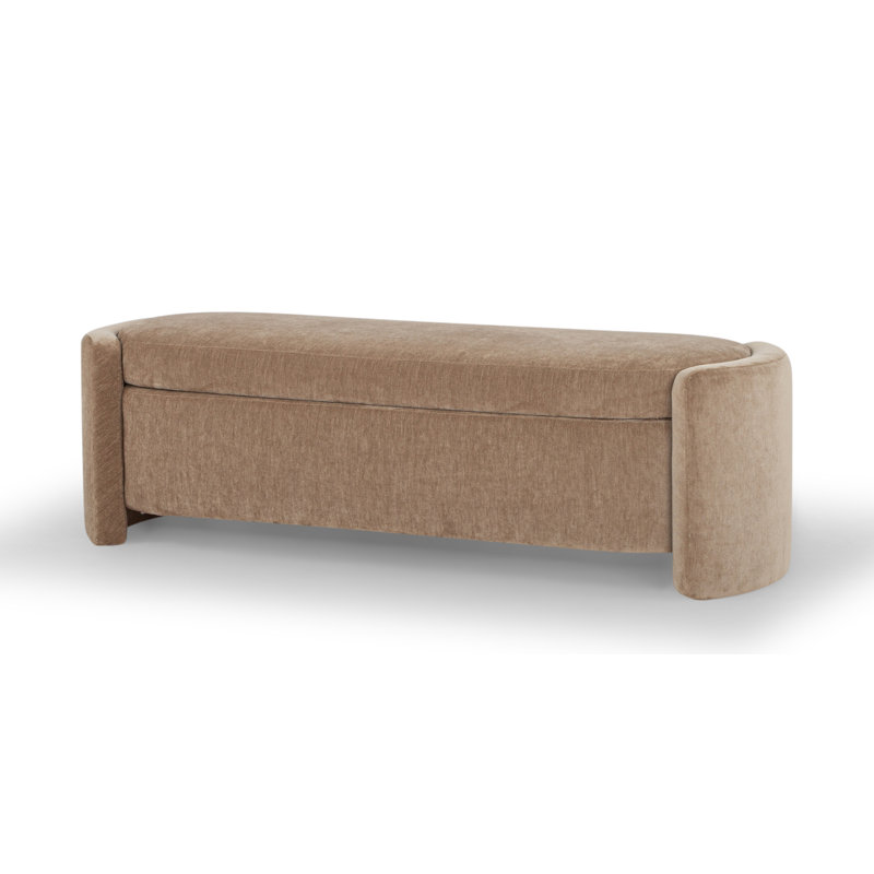 Banc de rangement rembourré 62 po Mizel, Chenille chocolat performance