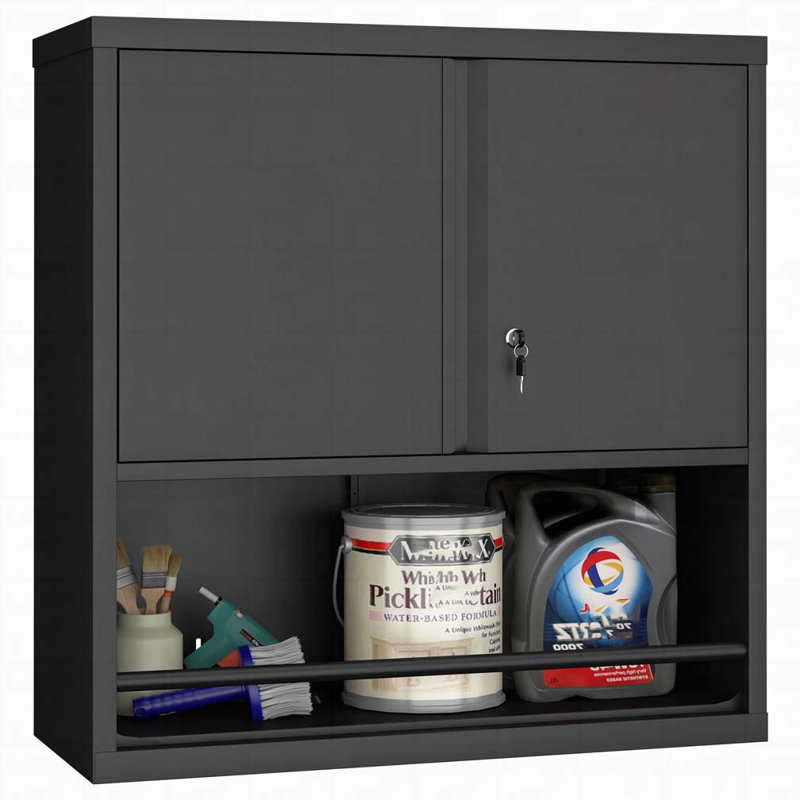 Armoire de rangement murale avec tablettes réglables, Noir