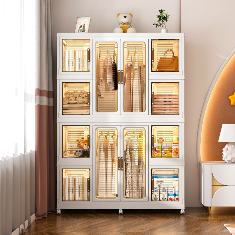 Organisateur de garde-robe portable pour vêtements, commode, armoire de rangement pour bébé, blanc