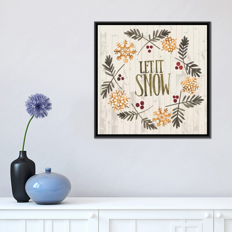 «Rustic Christmas VI», impression sur toile, H 18 po x l 18 po x P 1,5 po, Pas de tapis, Toile avec cadre noir