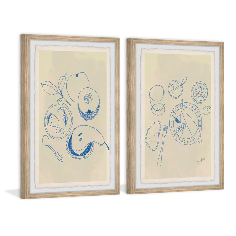 Ahjahnae Fruits And Seafood by Marmont Hill - 2 Piece Picture Frame Print Set