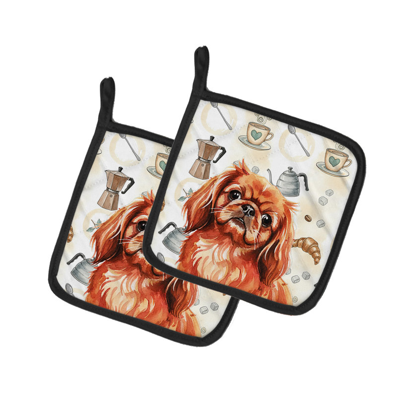 Paire de porte-cafetières Red Pekingese Coffee Bar