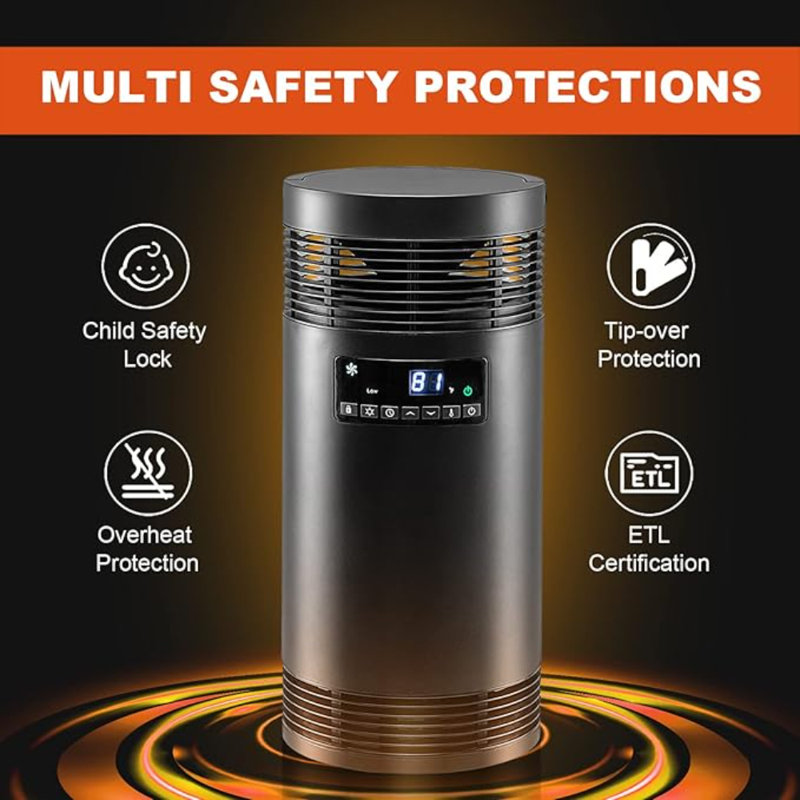Space Heater,1500W Compact Ceramic Heater With Foldable Handle, 360-Degree Heating For Efficient And Portable Warmth