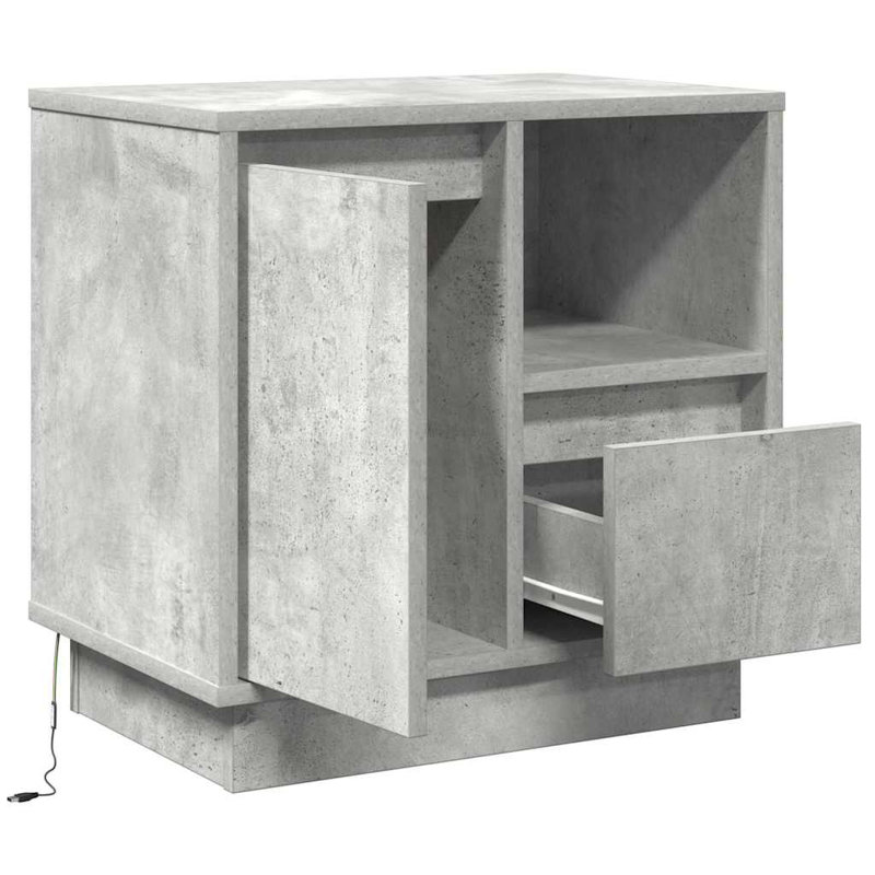 Bedside Cabinet With Drawer 2 Pcs 50 X 34.5 X 50 Cm, Concrete Grey