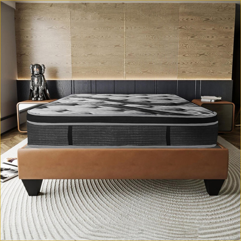 Mattresses, King Size 14in Euro Top Plush Memory Foam Pocket Coil Mattress | Dark Gray | Polyester, King