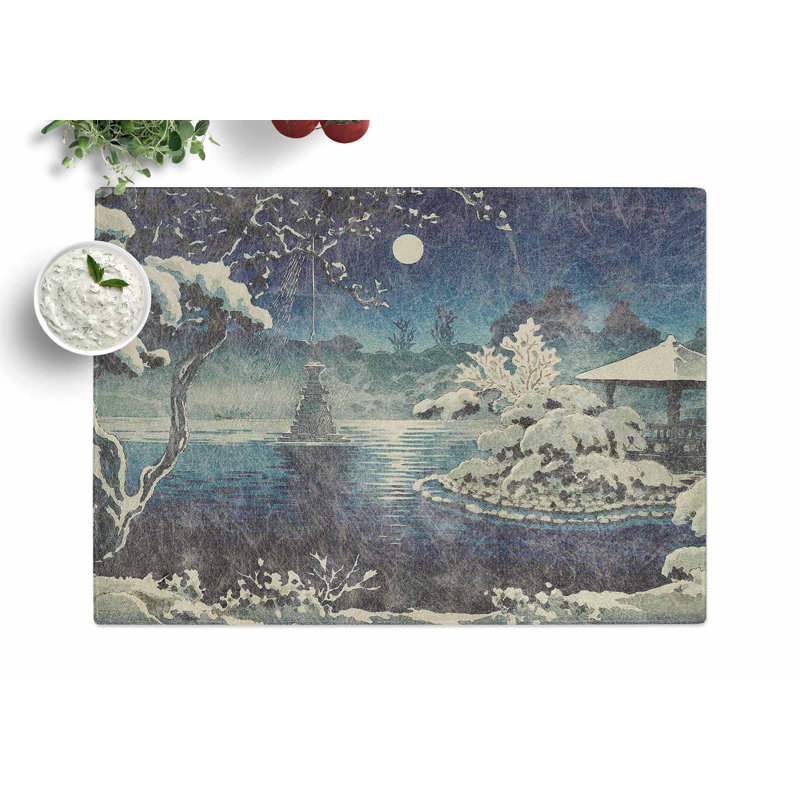 Tempered Glass Moon over Hibiya by Tsuchiya Koitsu Chopping Board, 39 cm x 28.5 cm