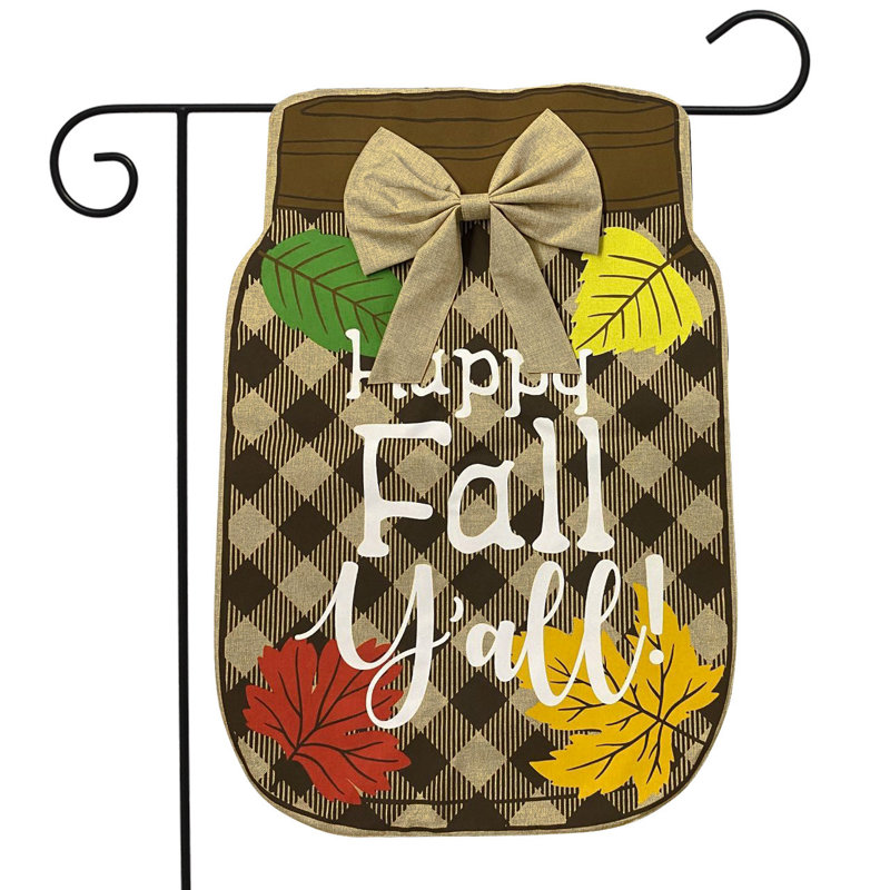 Fall Mason Jar Burlap Garden Flag
