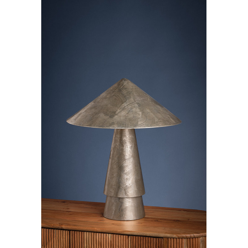 Foxton Table Lamp in Warm Leaf, Silver, Silver
