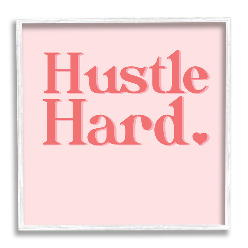 «Pink Hustle Hard cmw-077», art mural personnalisé, Giclée encadrée blanc bord de mer, H 12 po x l 12 po, Oui