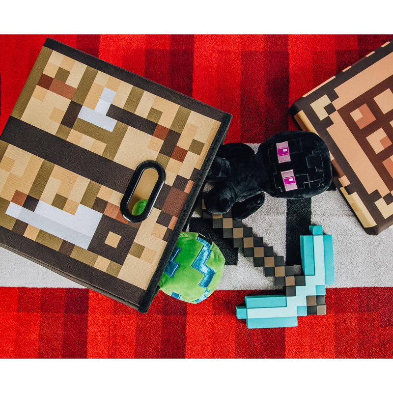 Minecraft Crafting Table Storage Bin Cube Organizer With Lid | 15 Inches
