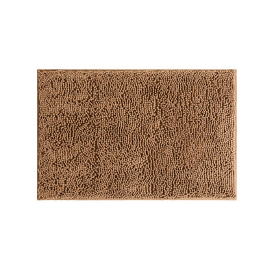 Tapis de bain doux et absorbant en chenille avec envers en caoutchouc antidérapant
