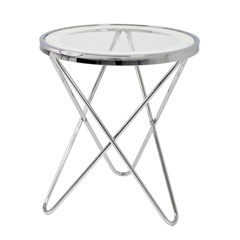 Behm Glass Top Trestle End Table