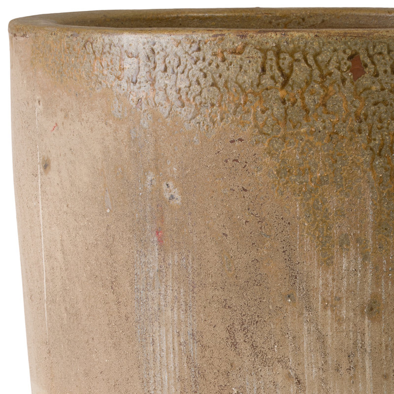 Antique Amber Ceramic Round Planter with Drainage Hole, 38" H x 22.5" W x 22.5" D