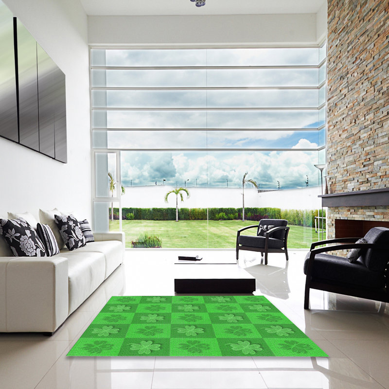 Tapis floral vert mer, Carré 6 pi