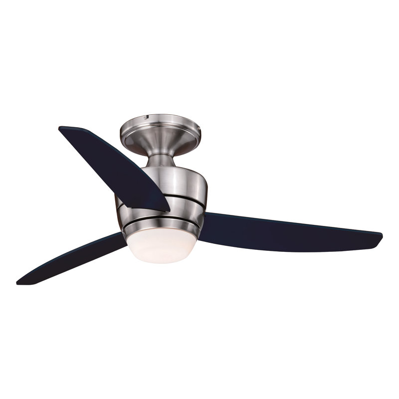 Pelham 44 in. Copper Bronze Indoor Low Profile Flush Mount Contemporary Ceiling Fan with Dark Espresso Blades, Dimmable LED Light Kit and Remote Control Included, 6 Speeds, Energy Efficient DC Motor