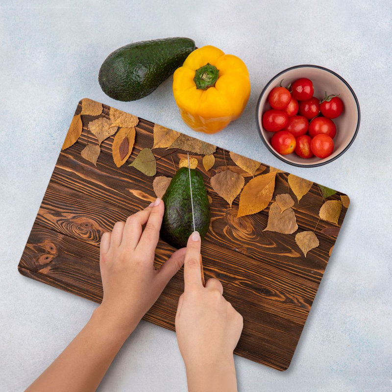 Flourish Tempered Glass Cutting Board, 7.9 x 11.8 inches | 100% Antibacterial, Easy-Clean Surface, Non-Slip Silicone Feet | Perfect for Food Prep & Serving, Durable & Stylish Kitchen Essential, Not Dishwasher Safe