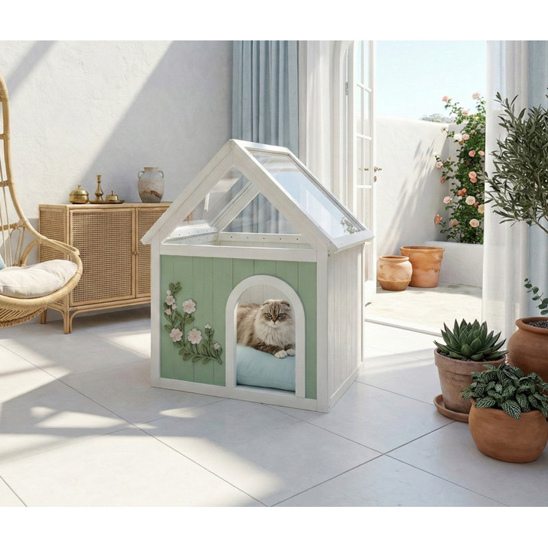 Maison d'intérieur pour chat avec toit en acrylique transparent pour petits chiens