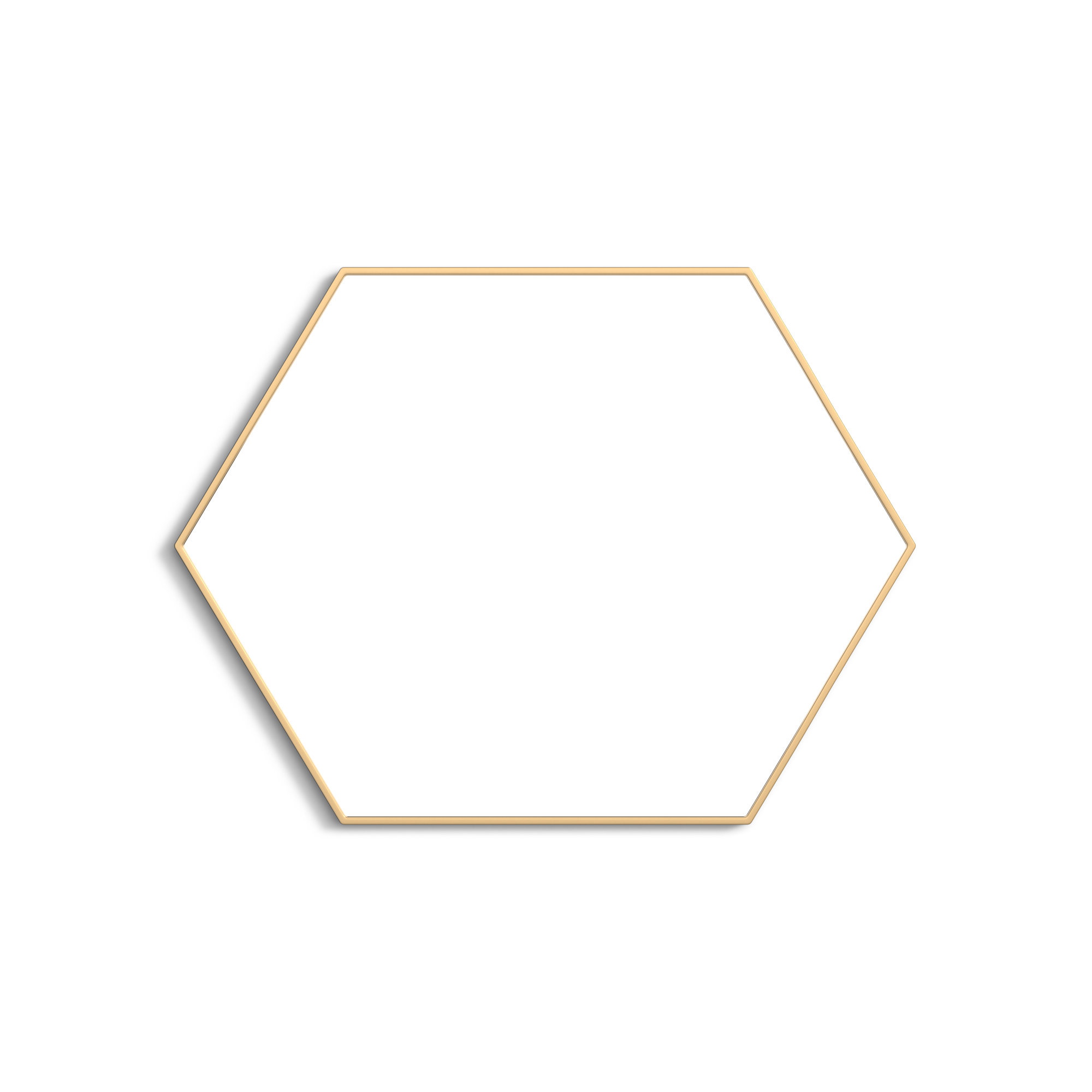 Sabine Metal Hexagon Wall Mirror, Brass, 40" H x 30" W