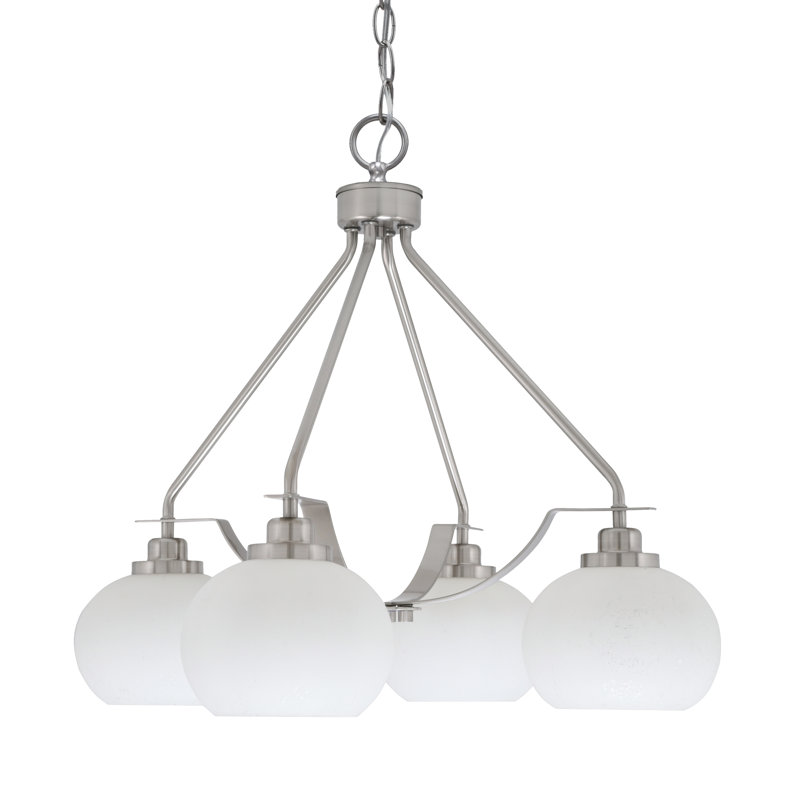 Lustre 4 lumières Odyssey Downlight, Nickel brossé, Marbre blanc, H 21,25 po x l 17,5 po x P 17,5 po