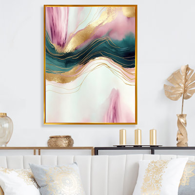 Abstract Geode Pink And Green Marble III - Abstract Marble Wall Art
