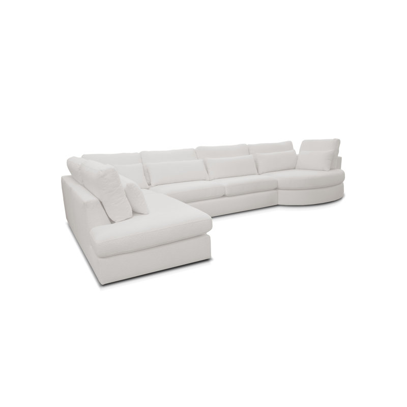 6 Seater Corner Sofa , Left Hand Facing, White
