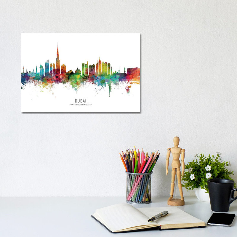 Dubai Skyline by Michael Tompsett - Wrapped Canvas Print, 20.32 cm H x 30.48 cm W