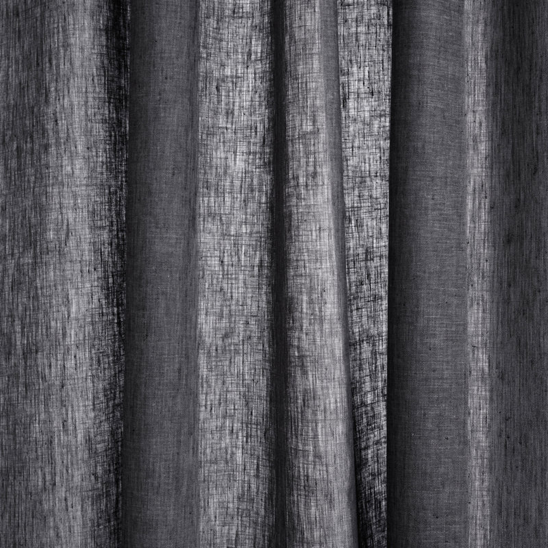 Charcoal Grey Linen Light-Filtering Rod Pocket Curtain Panel, 52 x 63 Inch