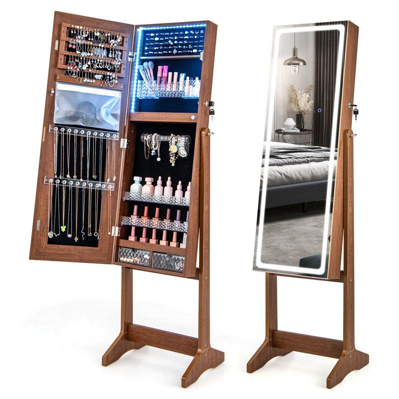 Rilen Freestanding Jewelry Armoire, Brown