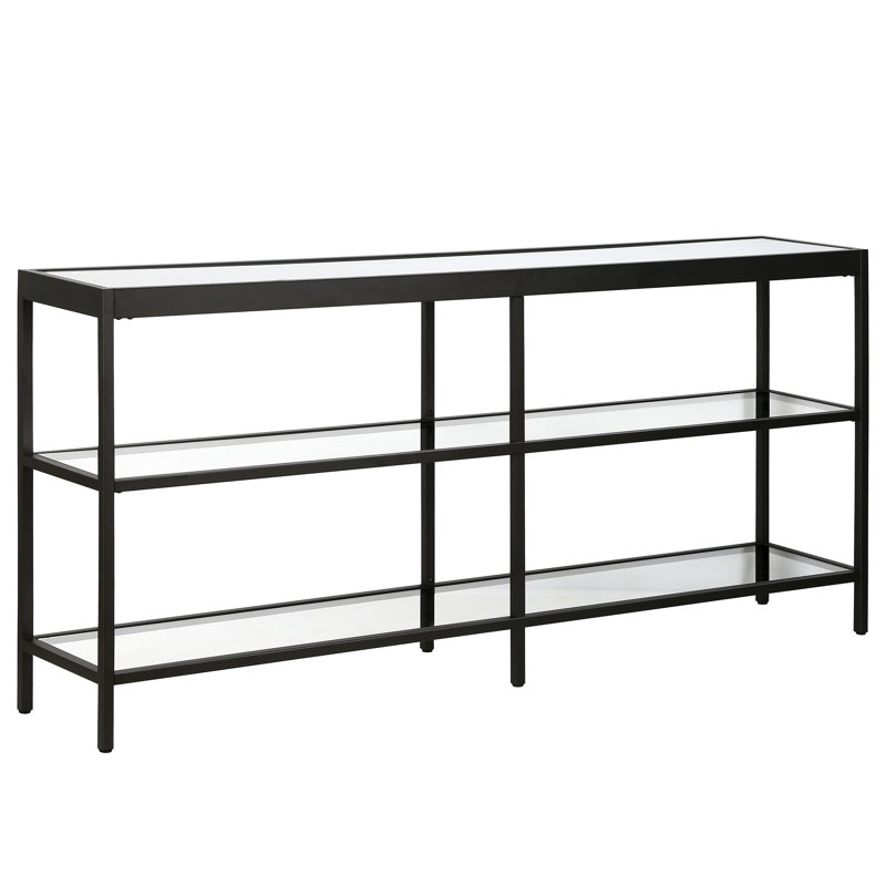 Alexis 162.6cm Glass Top Console Table, Blackened Bronze