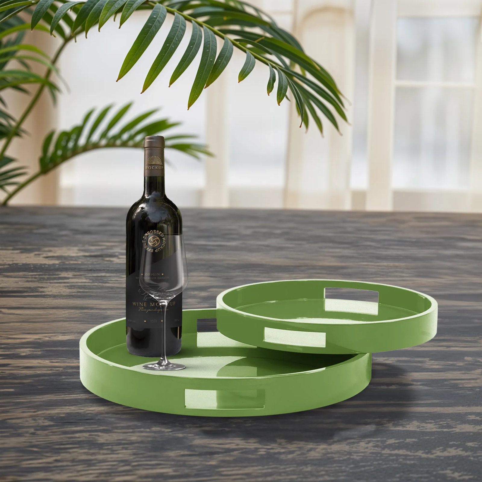 Parke Decorative Tray, Green, Rectangular