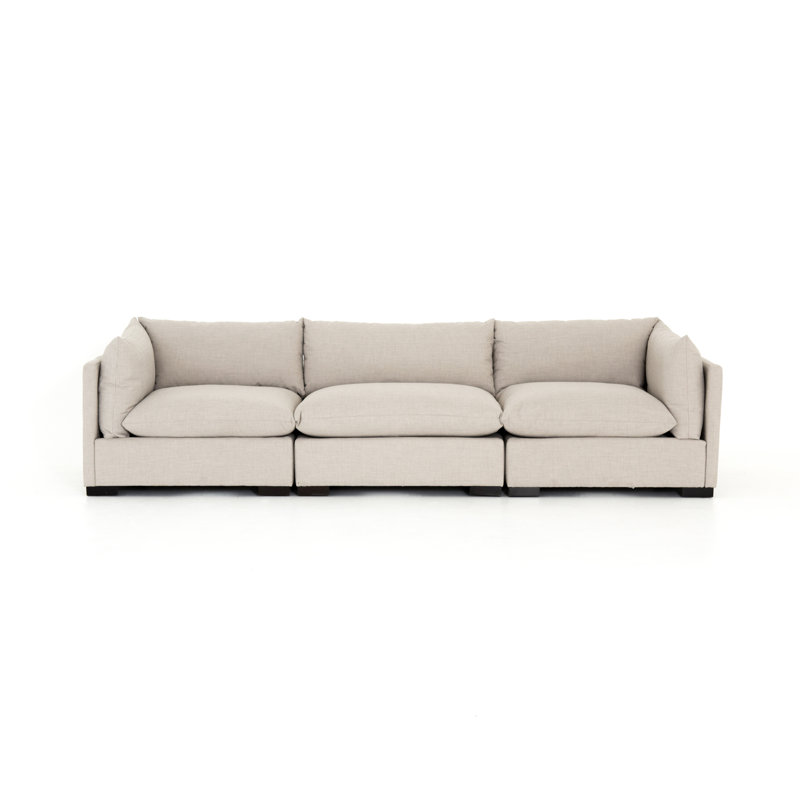Canapé modulaire 3 pièces 117 po Zuri, Tissage performant gris anthracite Bennett